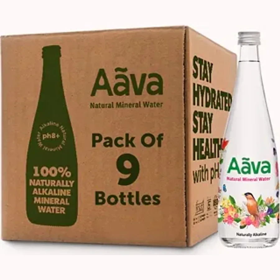 Aava Still Water Glass Bottle 750 ml (Pack of 9)
